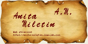 Anita Miletin vizit kartica